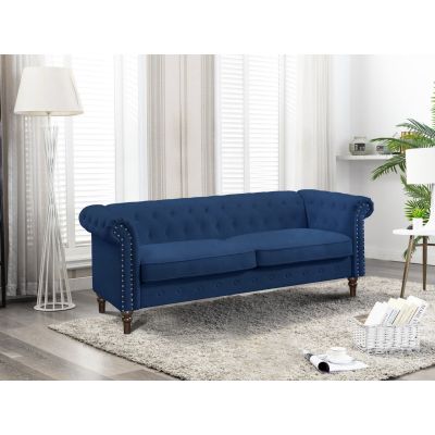 Chesley Velvet 3 Seater Sofa - Navy Blue