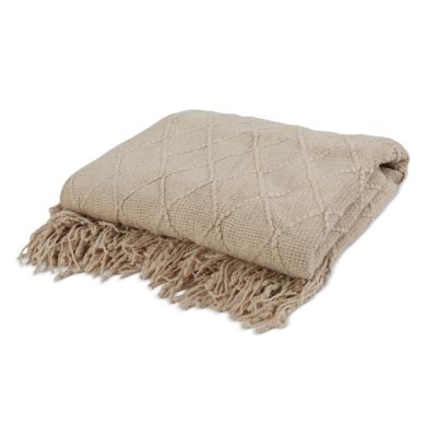 Premium Crochet Throw Blanket Khaki 130x170cm