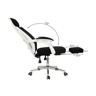 Melissa Office Chair with Footrest - Black + White