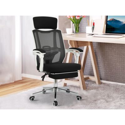 Melissa Office Chair with Footrest - Black + White