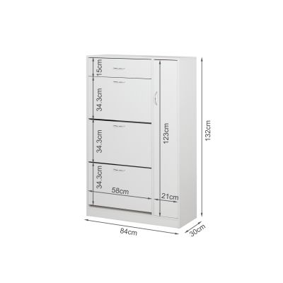 Horotea 4 Drawer Shoe Cabinet Storage Rack - White