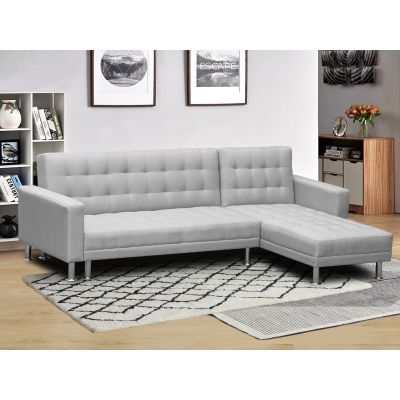 COLORADO 3 Seater Sofa Bed Futon with Chaise - LIGHT GREY