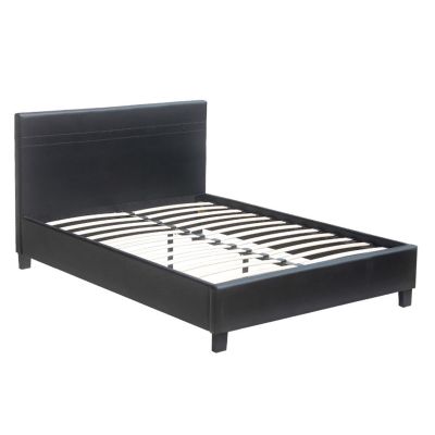 LOGAN Queen PU Bed Frame - BLACK
