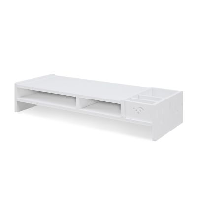 2 Tier Monitor Stand Riser Storage Organizer Shelf - White