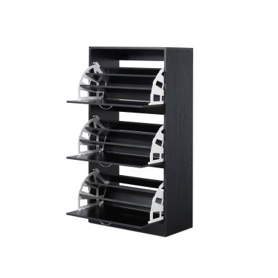 ANAU 3 Drawer Shoe Cabinet Storage Rack - BLACK