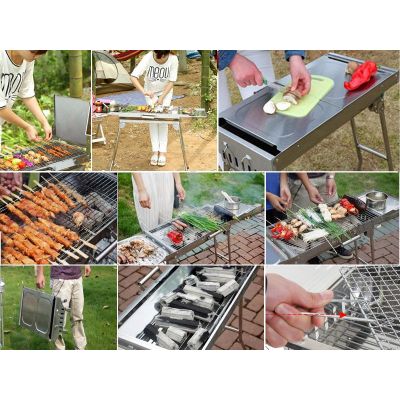 Stainless Steel Portable BBQ Grill with 20 Skewers