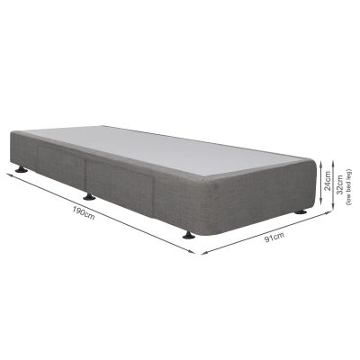 CHARLES Fabric Single Bed Base 2 Drawers - GREY