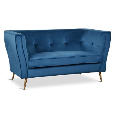 OSLO 2 Seater Velvet Sofa - BLUE