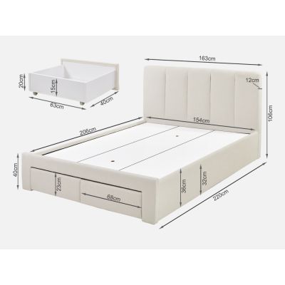 HLOLELA Queen Bed Frame with Storage - BEIGE