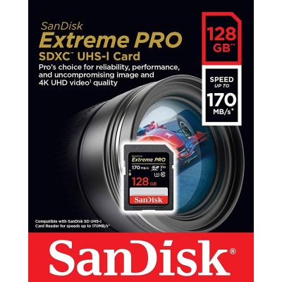All-New SanDisk Extreme Pro 128GB U3 4K SDXC Card 170MB/S