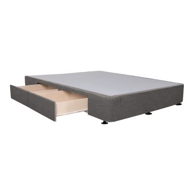 CHARLES Fabric Double Bed Base 4 Drawers - SLATE