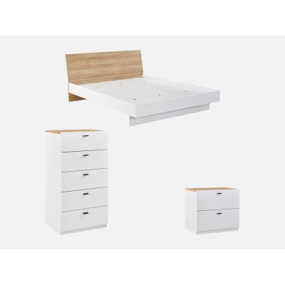 HEKLA Queen Bedroom Furniture Package with Tallboy - WHITE