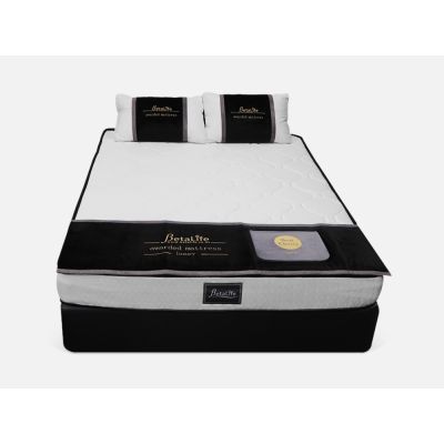 Vinson Fabric Double Bed with Deluxe Mattress - Black