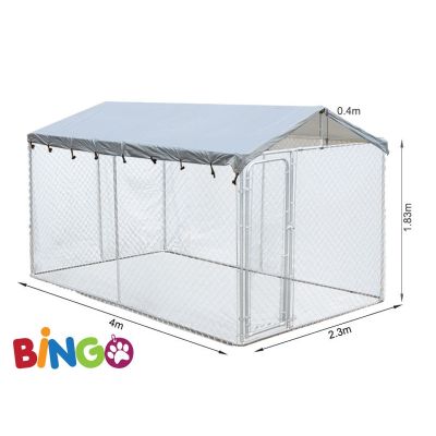 BINGO Dog Kennel and Run 4x2.3x1.83m With Roof