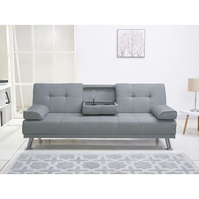 VENICE 3 Seater Sofa bed with Cup Holders - GREY