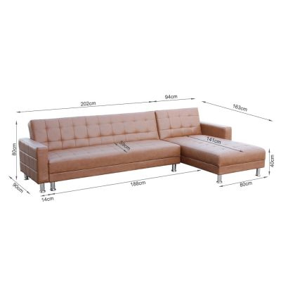 MINNESOTA Sofa Bed Futon with Chaise