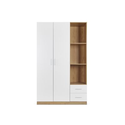 Harris 3 Door Wardrobe with Drawers - Oak + White