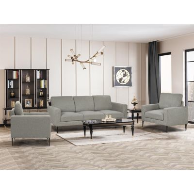 Toronto 3 Piece Sofa Set with 2 Occasional Fabric Chair - Light Grey