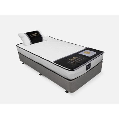 Vinson Fabric Single Bed with Deluxe Mattress - Grey