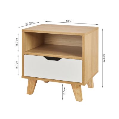 Schertz Wooden Bedside Table - Oak
