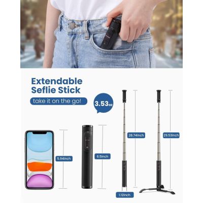 BlitzWolf All-in-1 Portable Bluetooth Selfie Stick with Detachable Tripod