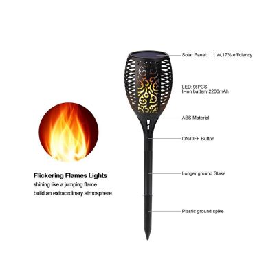 96 LED Outdoor Solar Flame Flickering Light Torch Lamp