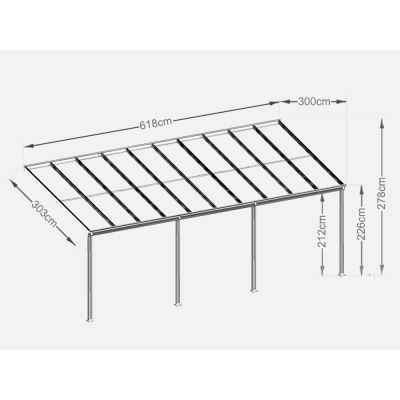 Toughout Patio Canopy Roof 6.18m x 3m - Charcoal Grey