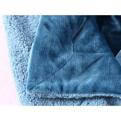 Double Layer Warm Fleece Blanket Throw Blanket - MARINE BLUE