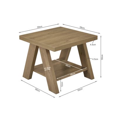 Tommie Square Coffee Table Side Table - Oak
