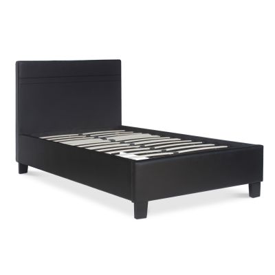 LOGAN Single PU Bed Frame - BLACK