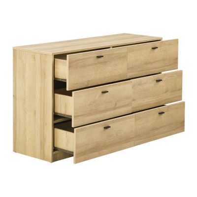 Hekla Low Boy 6 Drawer Chest Dresser - Oak