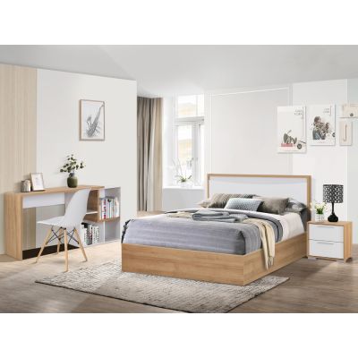 KAWEKA Queen Bedroom Furniture Package with FLYNN Desk - OAK