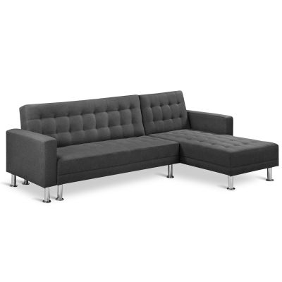 Colorado 3 Seater Sofa Bed Futon with Chaise - Dark Grey
