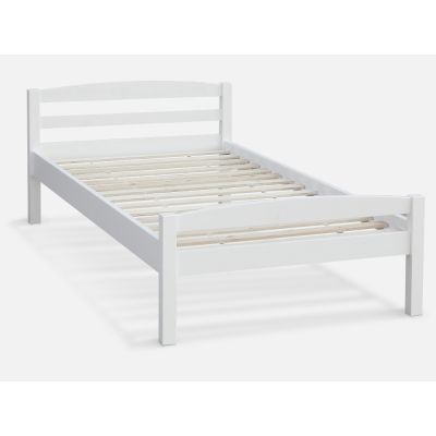 VAIL Single Wooden Bed Frame - WHITE