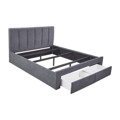 HLOLELA King Bed Frame with Storage - DARK GREY