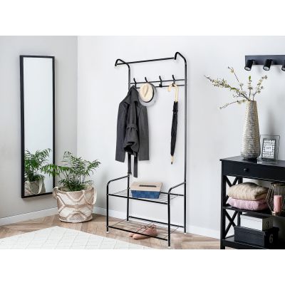 Clothing Garment Rack with Shelves - Black