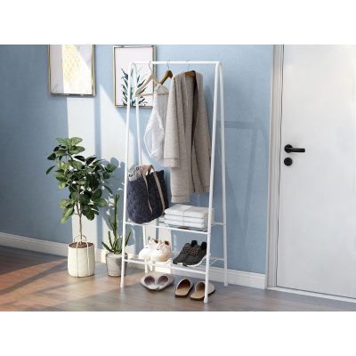 Metal Clothes Rack Stand - White