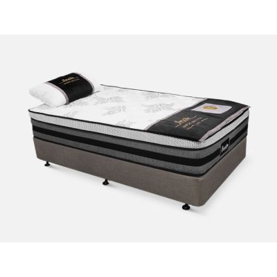 Vinson Fabric King Single Bed with Luxury Latex Mattress - Slate