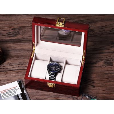 3 Slots Wooden Watch Storage Box Display Case