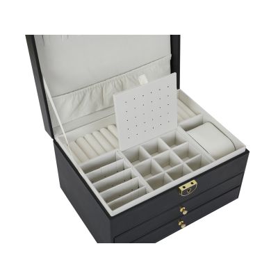 3 Tier PU Leather Jewellery Storage Box