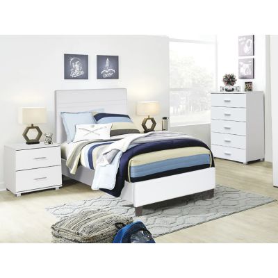 LOGAN Single Bedroom Furniture Package - WHITE