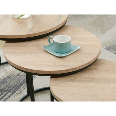 ROUX Coffee Table Nest of Tables Side Table 3PCS - OAK