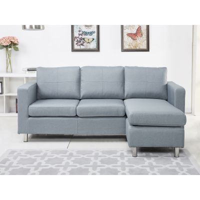 Seattle 3-Seater Fabric Sofa Couch with Chaise - Grey