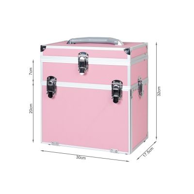 2 Drawers Aluminium Makeup Travel Carry Case - PINK