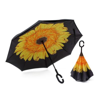 Inverted Umbrella Parasol Umbrella Reversed Umbrella Double Layer - SUNFLOWER