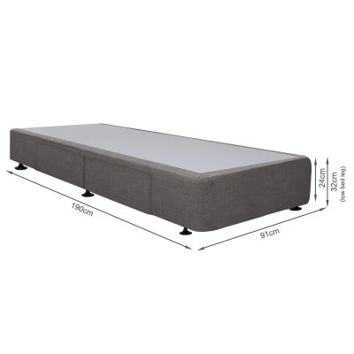 CHARLES Fabric Single Bed Base 2 Drawers - SLATE