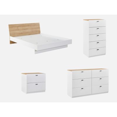 HEKLA Queen Bedroom Furniture Package 4PCS - WHITE