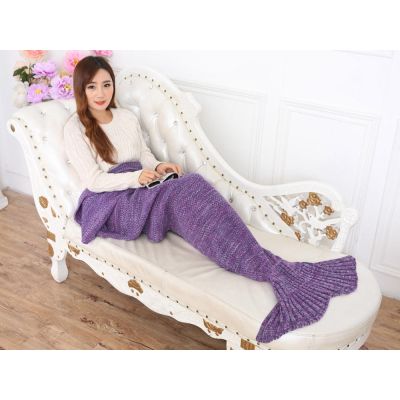 Mermaid Tail Blanket Knitted Blanket Crochet Blanket - PURPLE