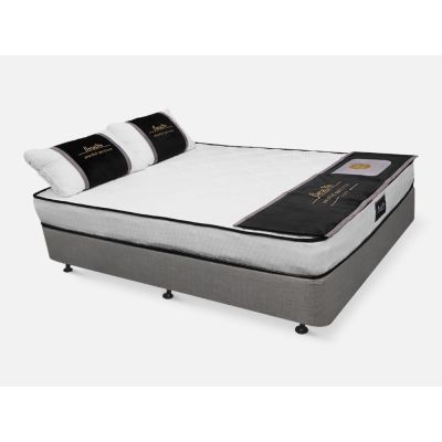 Vinson Fabric Double Bed with Deluxe Mattress - Grey