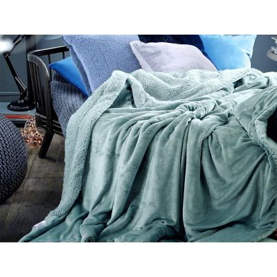 Double Layer Warm Fleece Blanket Throw Blanket - MISTY BLUE